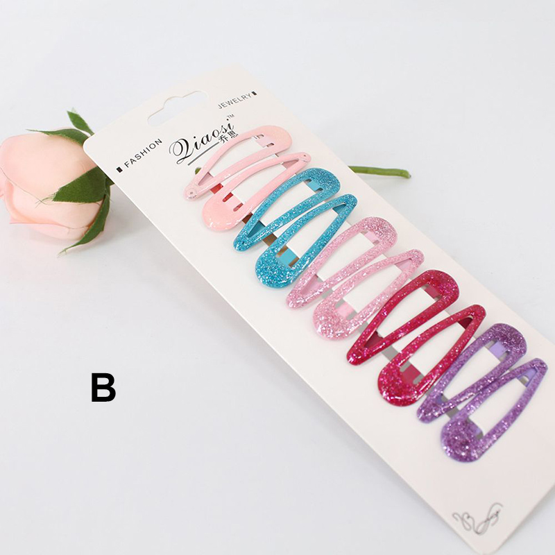 10pcs Glitter Hairpins Snap Hair Clip for Children Kids Hair Clip Pins for Baby Girls Hair Accessories Cute Metal Barrettes 5cm
