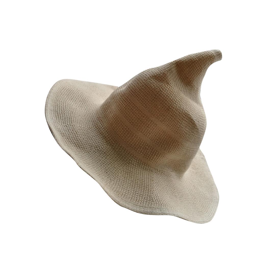 Sombrero moderno de bruja para Halloween para mujer, gorros de , ancha y plegable, transpirable, antiquemaduras, divertido, Q40: Beige