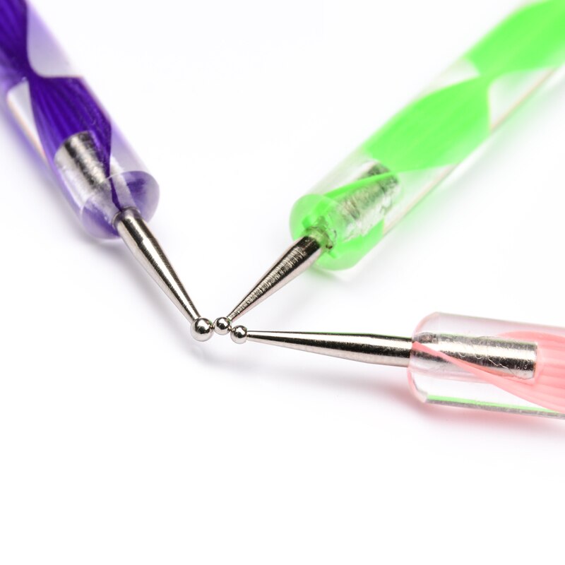 5Stck 2 Weg Nagel Kunst Punktierung Stift Kristall Griff Gel Nagellack Zeichnung Bleistift Manikübetreffend Nagel Kunst Werkzeug einstellen