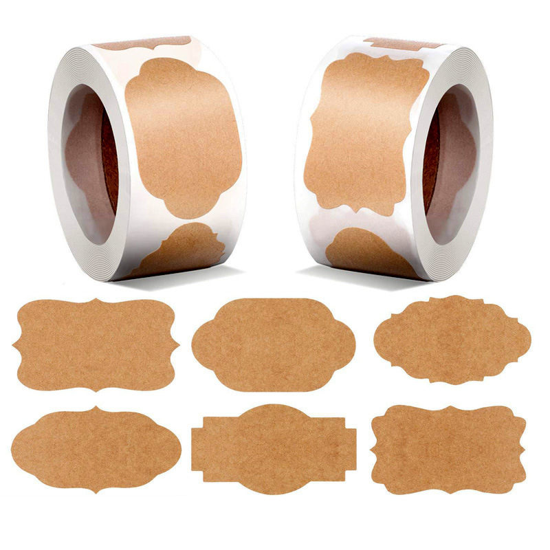 300pcs/Roll DIY Blank Kraft Paper Stickers Handmade Writable Seal Labels Mason Jar Glass Bottle Cake Baking Stationery Sticker