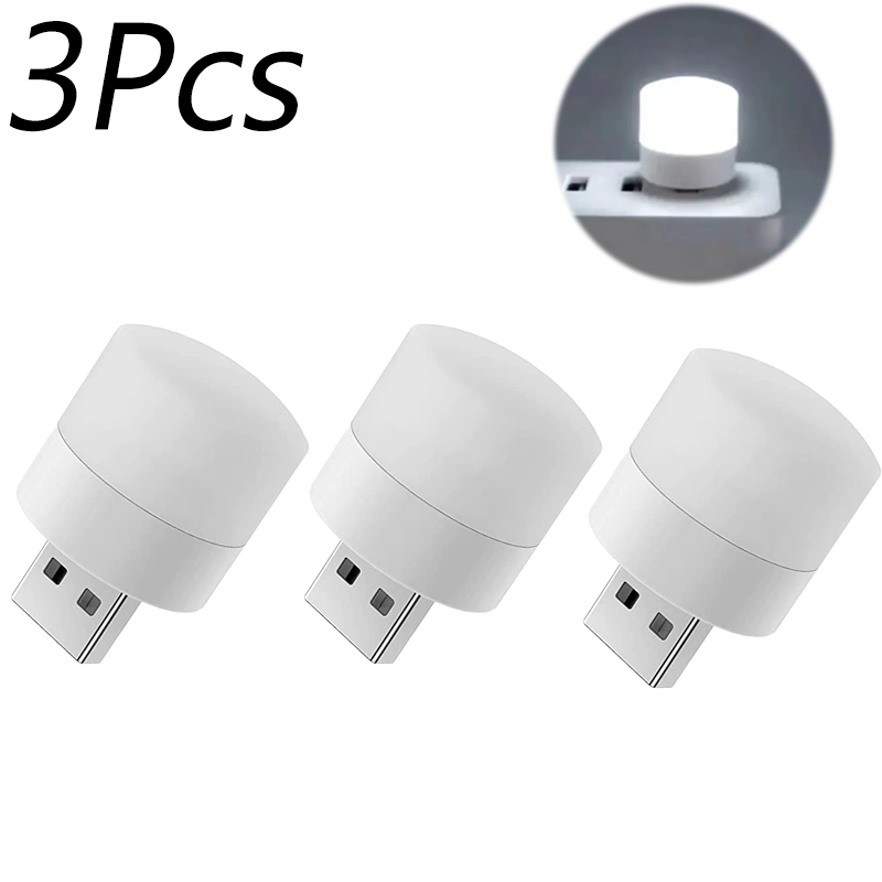 3 Stück Mini USB Nachtlicht warmweiß Augenschutz Buch Lese lampe USB-Stecker Computer mobile Strom ladung LED Nacht lampe: Orange
