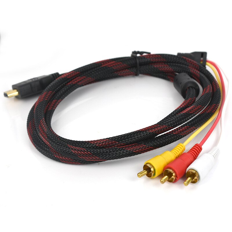 1.5m1080P HDTV HDMI-compatible Male To 3 RCA Audio Video AV Cable Cord Adapter Converter Connector Component Cable for HDTV