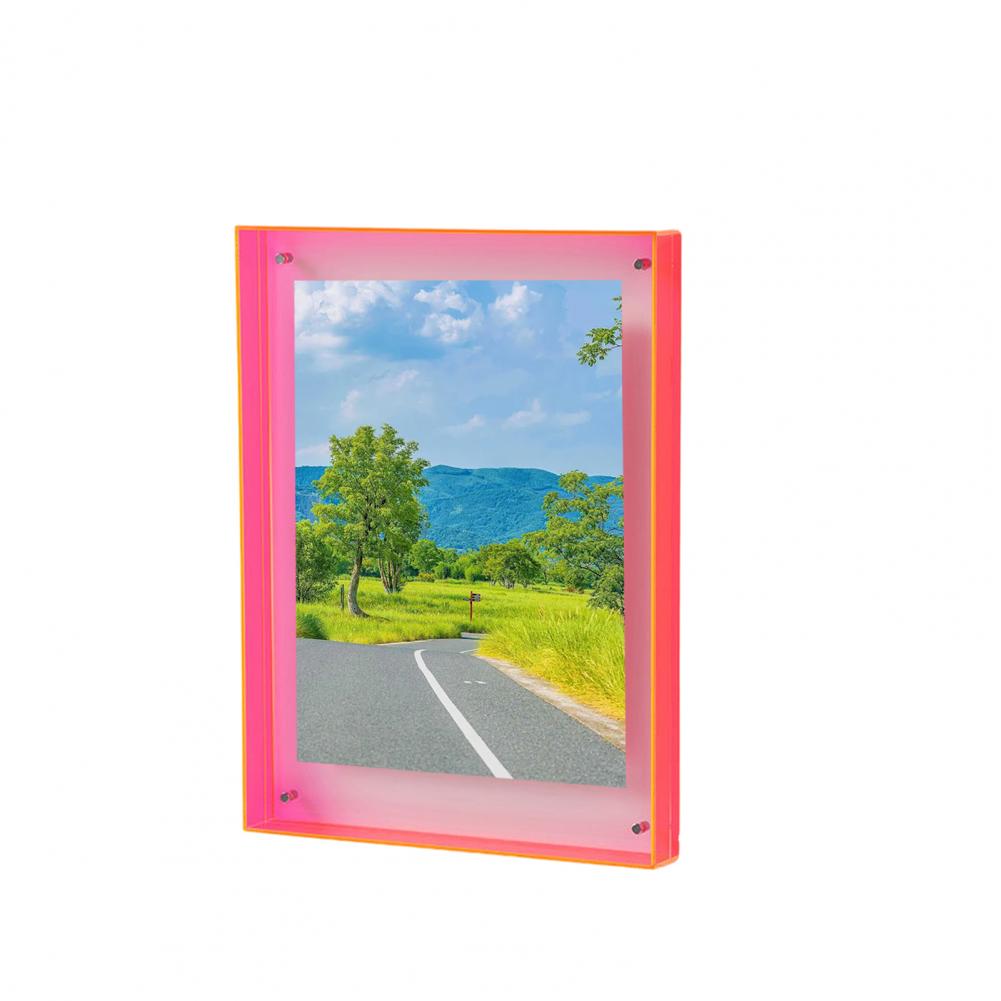 Floating Photo Frame Acrylic Picture Frame Neon Desk Wall Mounted Art Frame For Gallery Ins Style Home Office Room Decoration: Dark Grey
