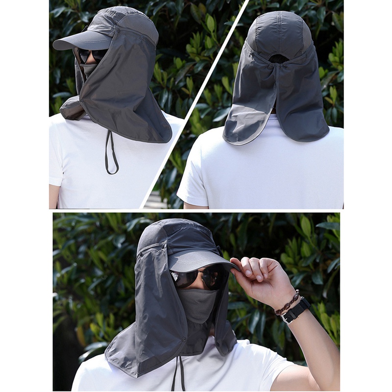 Sun Hat Sun Caps Flap Hats Summer Men Women Sun Visor Cap Folding Removable Neck Face Mask Head