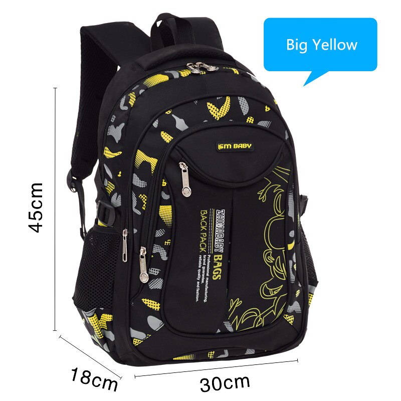 Skoletasker til drenge vandtæt skole rygsæk skoletaske billige rygsække til børn børn taske taske: Stor gul