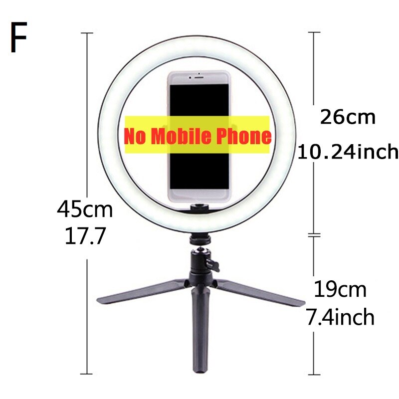 Led studio kamera ring lys mini led selfie lampe studio fotografering foto belysning fyld lys 16/20/26cm med stativholder: Flis