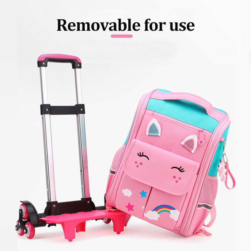 Kinder Trolley Rucksack Räder Student Hohe Kapazität Schultaschen Rollrucksack Kinder Trolley Tasche Schulrucksack Rolltasche