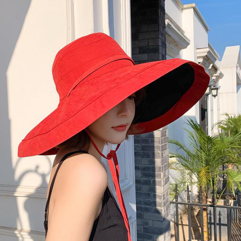 Cokk Zomer Hoed Vrouwen Grote Brede Rand Strand Hoed Zonnehoed Opvouwbare Zon Blok Uv Bescherming Panama Hoed Bot Chapeu gorro Zonnehoed