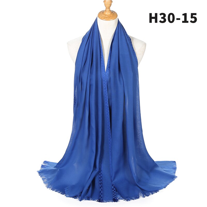 Vrouwen Katoen Hijab Moslim Hoofd Sjaals Effen Foulard Pashmina Sjaals En Wraps Islamitische Sjaal Hoofdband Femme Sjaals: 15-royal blue