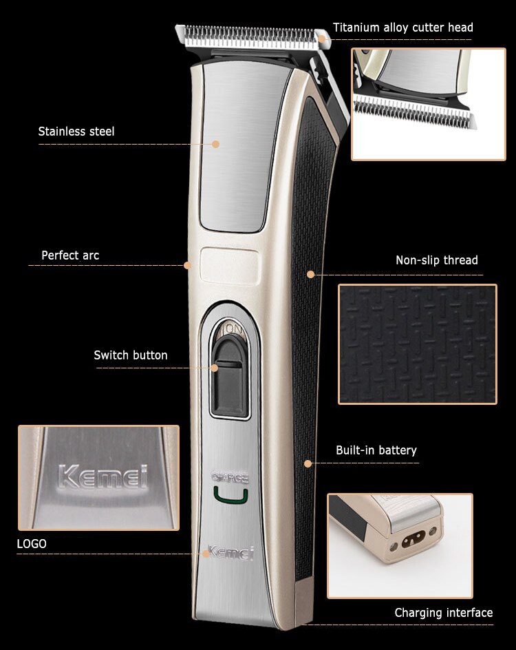 Tondeuse professionnelle pour hommes | Tondeuse à cheveux, sans fil, Rechargeable par USB, rasoir pour hommes, lame en acier inoxydable à faible bruit