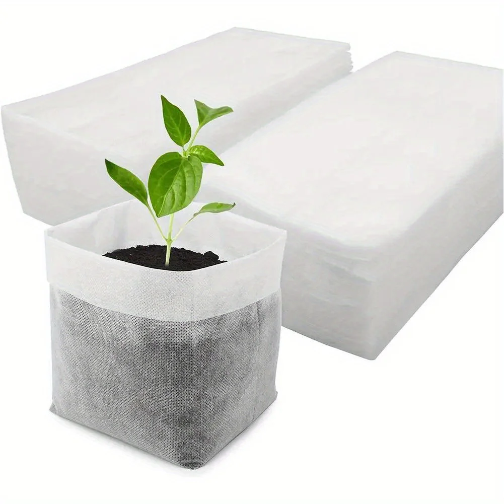 100 Uds. Bolsas biodegradables para vivero de semillas, bolsas para cultivo de plantas no tejidas, bolsa para plantas de macetas de tela, suministros para el jardín del hogar