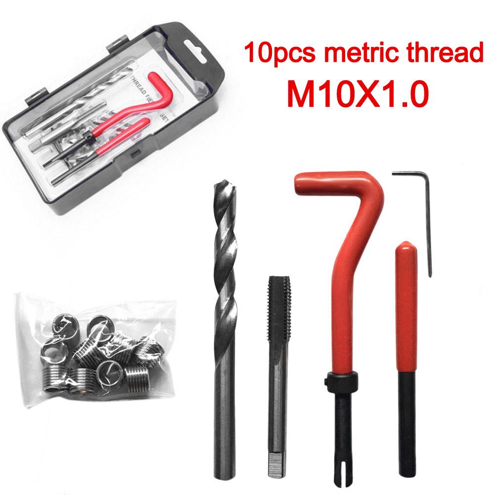 15pcs Helicoil Thread Repair Kit M10x1.0/M10x1.25 with10 Wire Thread Inserts Vehicle Maintenance Tire Repair Tools
