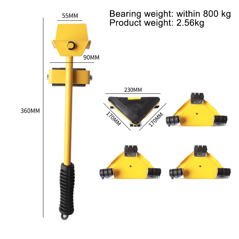 Max Load-Bearing 1000Kg Furniture Transport Lifter Shifter Metal Heavy Duty Stuffs Moving Tool for Household Mover