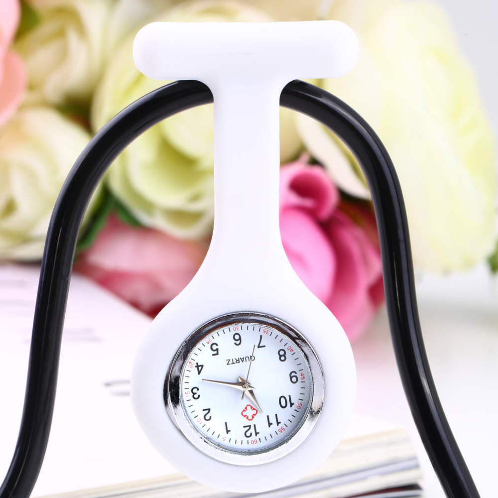 1 stk mini bærbar silikone læge sygeplejersker lomme fob ur flere farver broche pin vedhæng 5 farver søde sygeplejerske ur: 6