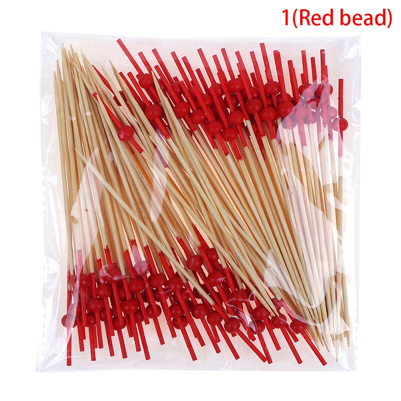 100 stücke Herz Blume Bambus wählen Buffet Cupcake Obst Gabel Party Nachtisch Salat Stock Für Hochzeit Dekor mit herz bilden perle: A1