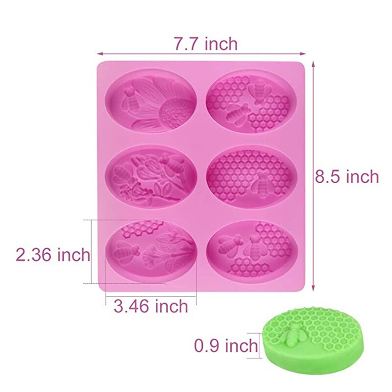 3D abeille Silicone ovale moules nid d'abeille savon moules plateau ruche gâteau moule de cuisson aucun collage BPA bougie moule