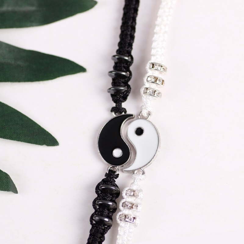 2Pcs Tai Chi Hand Woven Bff Freundschaft Besten Freund Armbänder Freund Freundin Liebhaber Passenden Yin Yang Armbänder Set 20CF