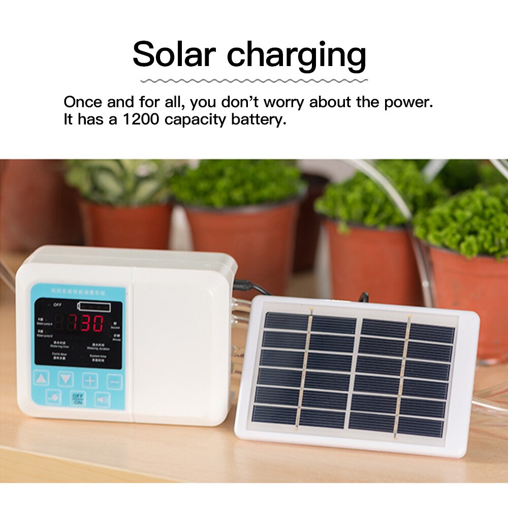 Intelligent Garden Automatic Watering Device Solar Timing Watering Box With Built-In Battery Plant Drip Irrigation Timer System