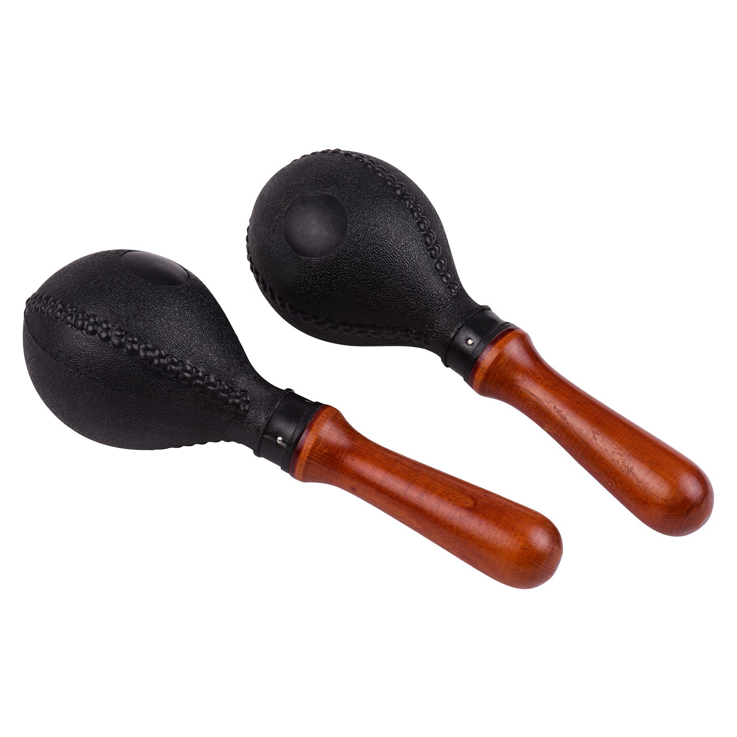 Pair of Wood Maracas Sand Hammer Percussion Instrument with Plastic Shells Wood Handle