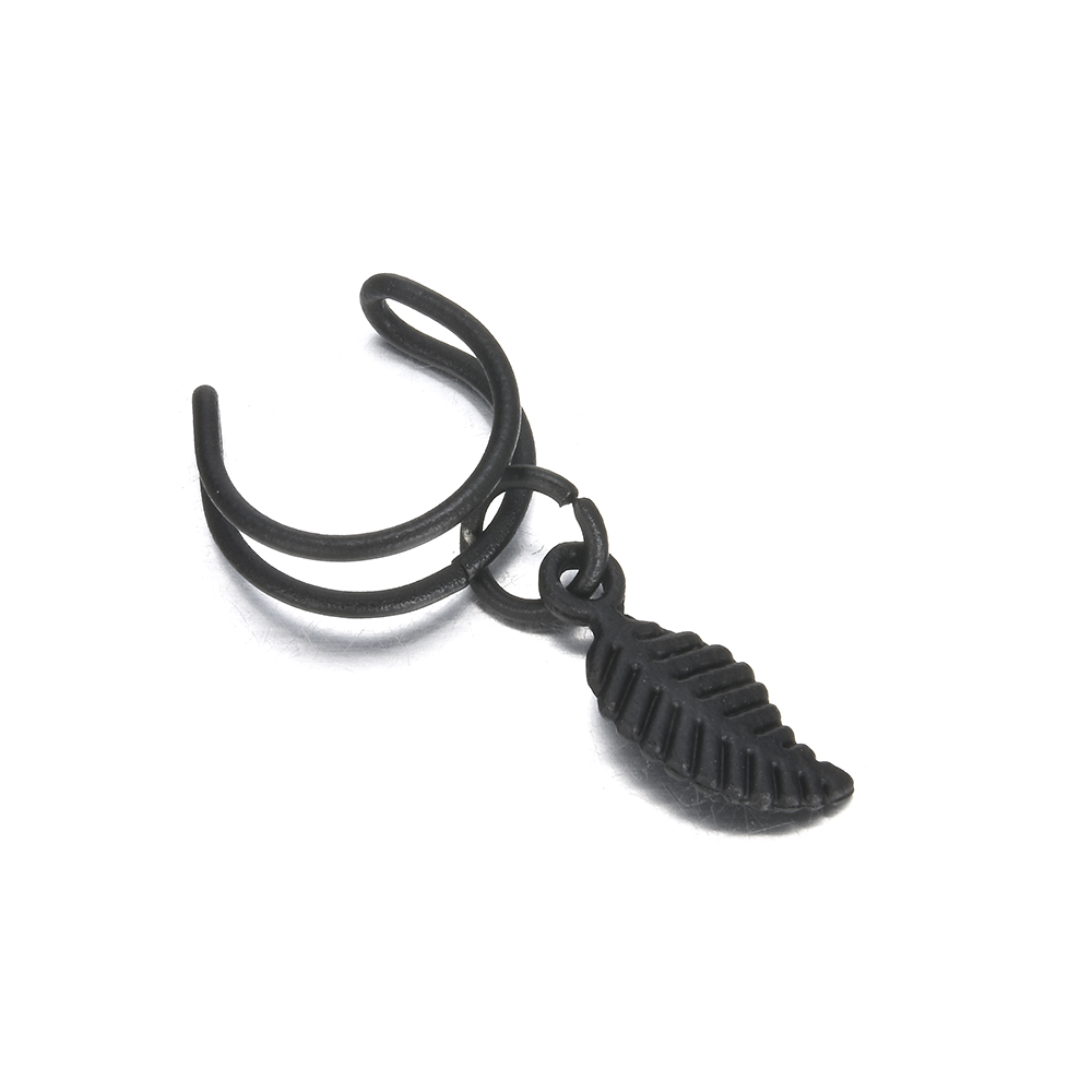 Punk Rock Oor Oorbellen Mode 1 Paar Vrouwen Clip Manchet Wrap Geen Piercing-Clip Op Tricolor Blad Kleine Oor clip Oorhaak Oor Manchetten: black