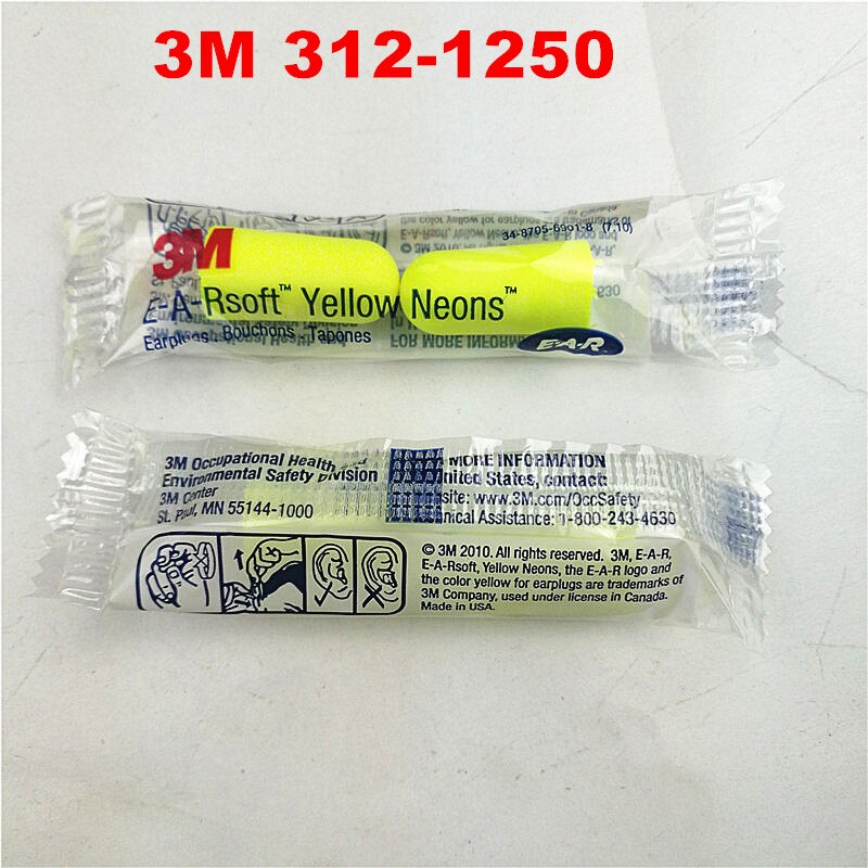 100pair/box 3M 312-1250 Advanced reduced noise bullet type earplugs