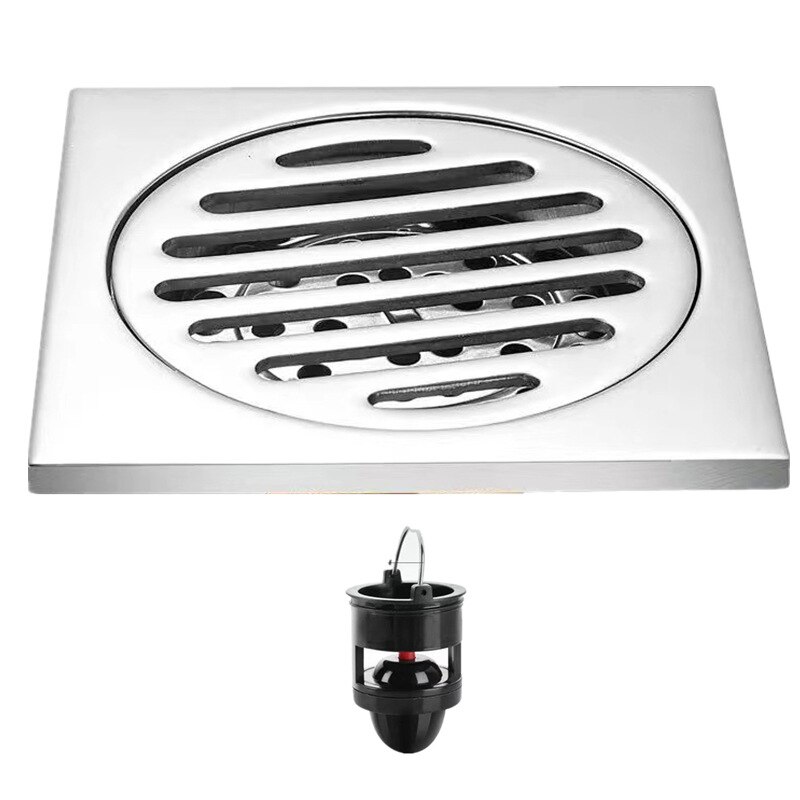 Drenaje de suelo de acero inoxidable 304 grueso, 6cm, baño, a prueba de olores e insectos, sello de agua profunda, drenaje de suelo de doble uso: suspension A