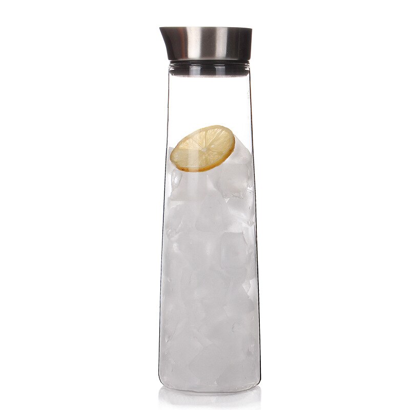 1L 1.5L Heatproof Glass Carafe with Stainless Lid Two ways to use or Iced Water Pitcher Fruit Flower Tea Teapot: 1.0L