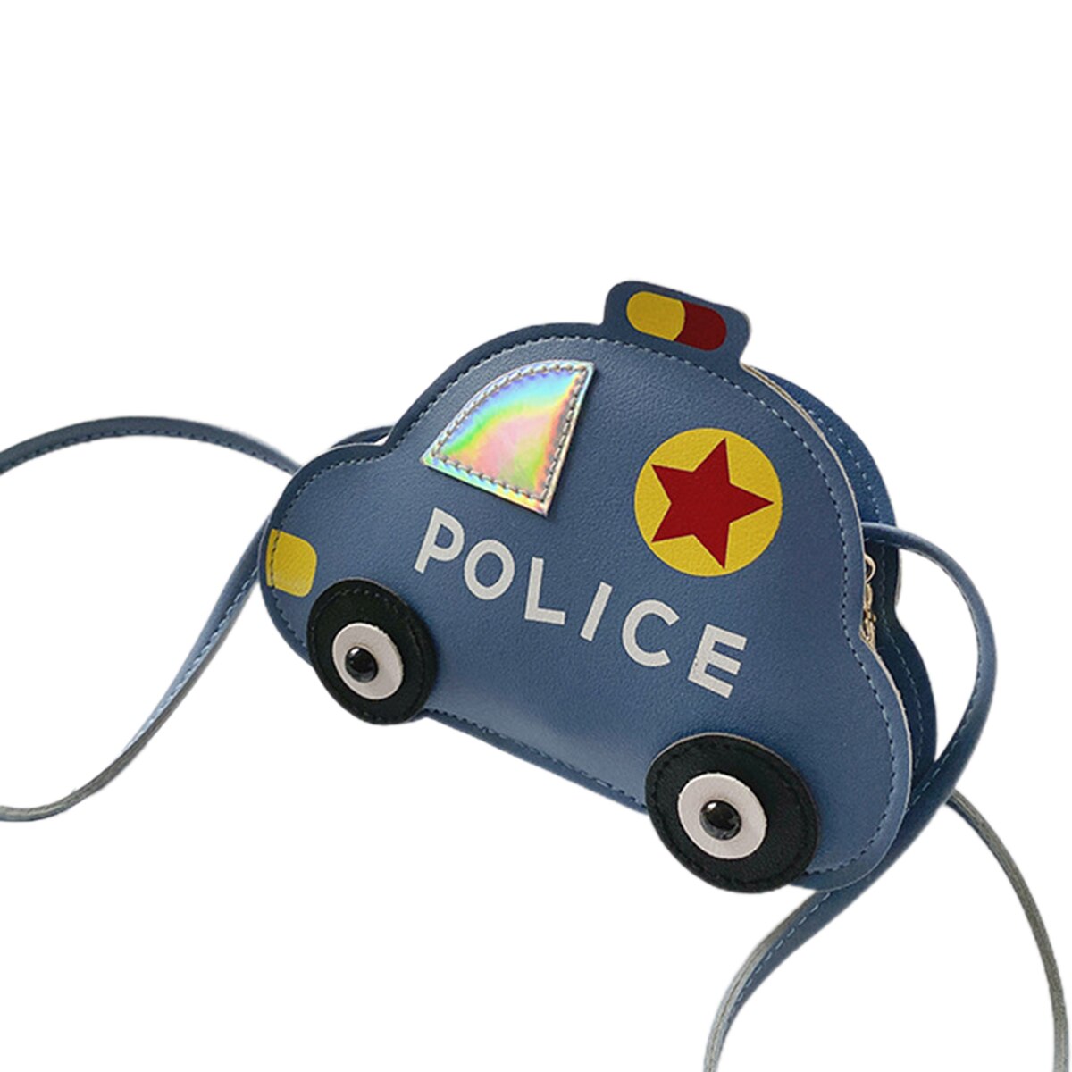 Newest Trendy Children Police Car Crossbody Bag Zipper Car Shaped Mini Shoulder Bag Purse for Kids Traveling: Blue