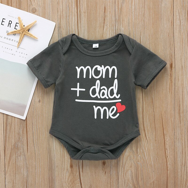 0-18M Summer Toddler Baby Boy Girl Romper Print Letter Dad +Mom Outfit Costume Romper Cotton Clothing