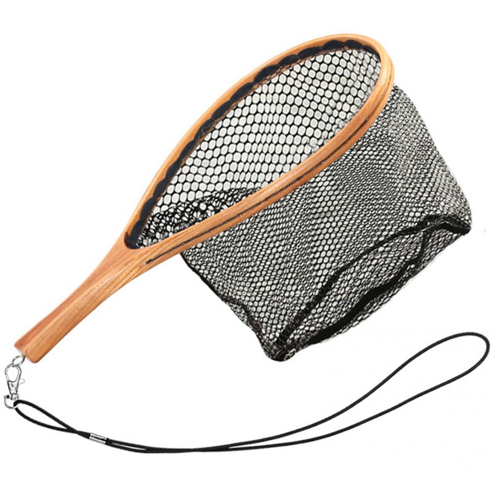 Fish Dipping Net Wood Handle Landing Dip Net Lightweight Convenient Useful Good Toughness Landing Net