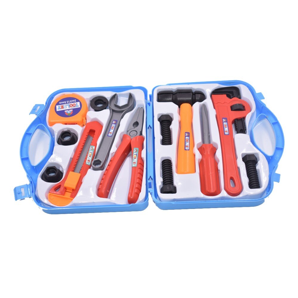 I bambini giocano casa giocattolo kit cassetta degli attrezzi combinazione di strumenti di riparazione per diffondere il regalo del giocattolo di simulazione di plastica colore Casuale