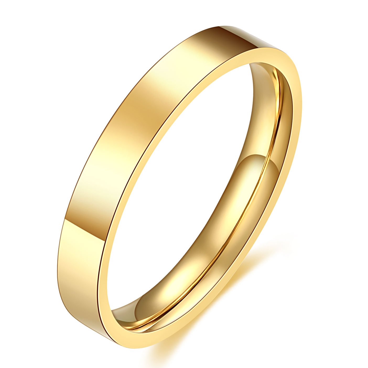 VQYSKO 3mm Gold Color Filled Rings for Women Girls Stacking Stackable Band Thumb Pointer Finger Plain Ring Comfort Fit: 5 / black