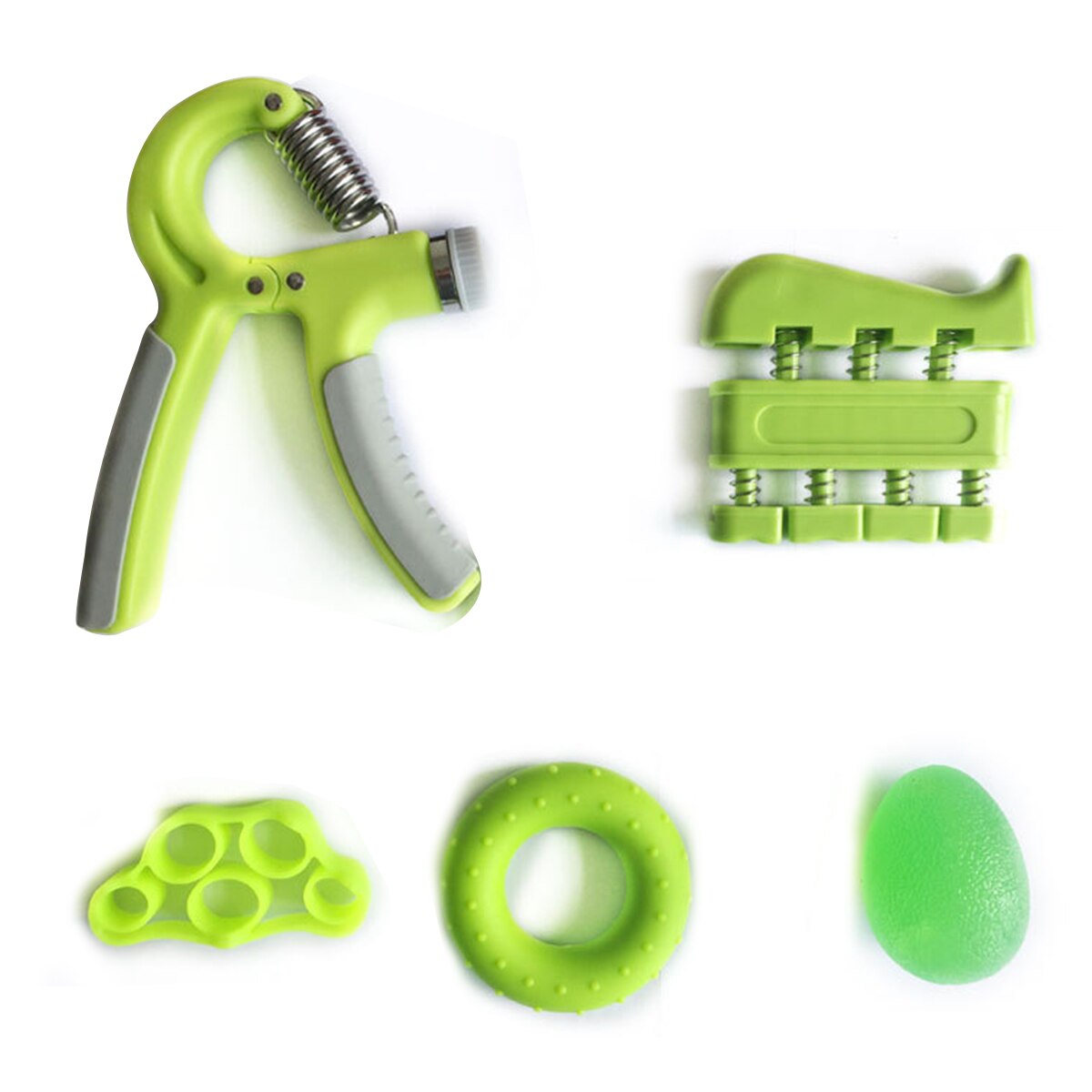 5pcs/Set Resistance Bands Hand Grip Strengthener Set Workout Kit Forearm Training Ring Adjustable Hand Gripper Finger Pow Ball: Green