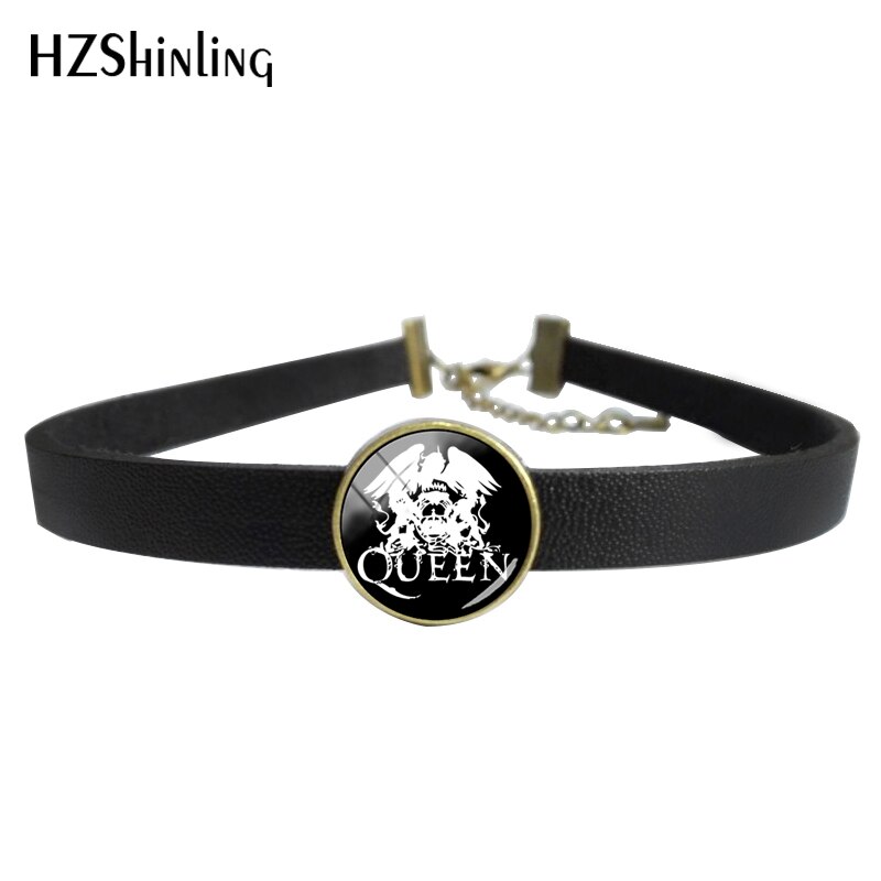 Pop and Rock Queen Band Photos Glass Dome Novel Jewelry Leather Bracelet Hand Craft: 5 / Black