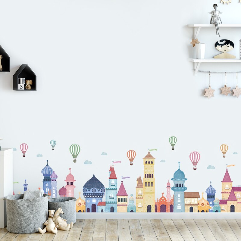 Abnehmbare nordisch Karikatur Schloss Zauberstab Aufkleber für freundlicher zimmer Kindergarten Kindergarten Zauberstab Abziehbilder Selbst-Klebstoff Vinyl PVC Zauberstab Wandmalereien