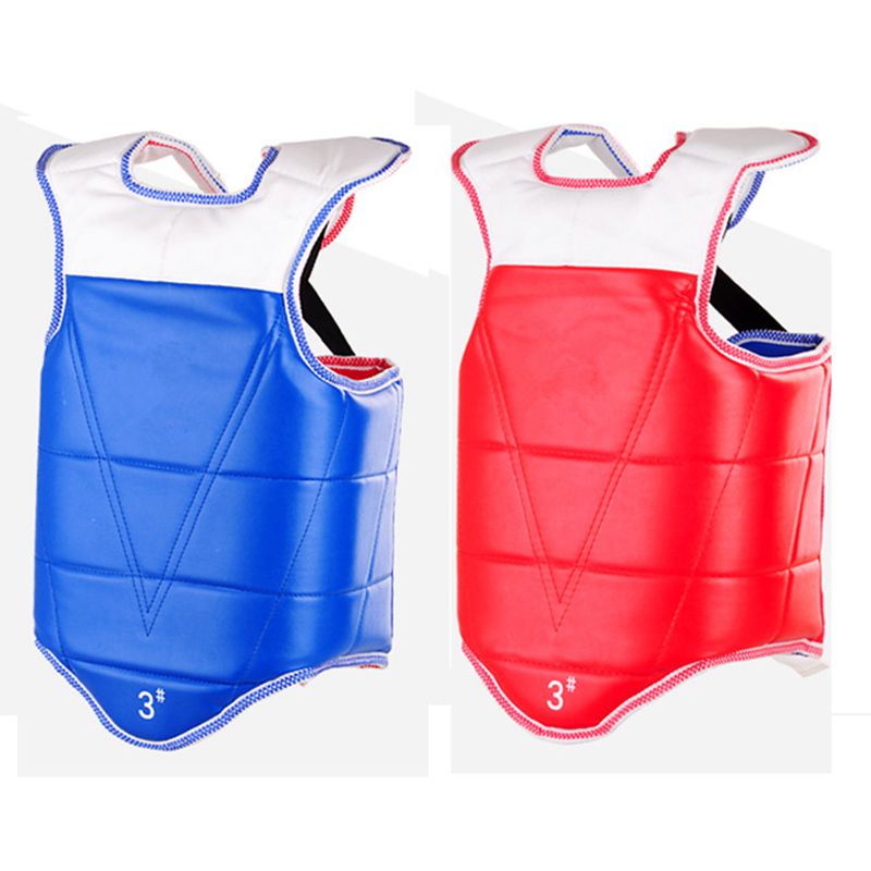 Taekwondo Karate Omkeerbare Borst Guard Protector Sanda Mma Kick Boxing Sparring Gear Borst Bescherming Dubbelzijdig Blauw Rood