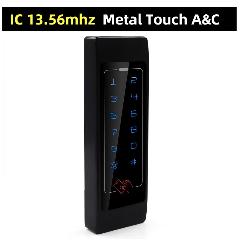 Metal Touch Access Control System RFID Keypad Electric Door Lock Magnetic Controller ID 125khz IC 13.56mhz: Black IC narrow