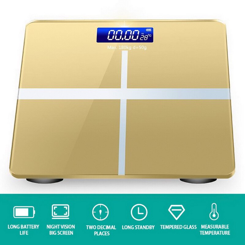 Usb opladning lcd display krop vejning hjemme digital vægt vægt elektronisk vægt gulv krop vægt glas smart: 4