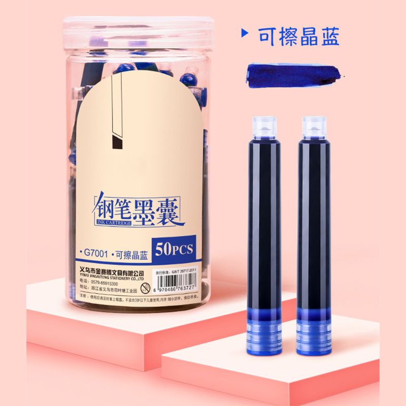 50pcs Fountain Pen Ink Cartridges Sac Refill Calligraphy Writing Stationery School Office Supplies 4 Colors