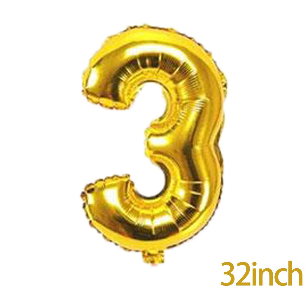 Anzahl ballons 32 zoll Baby Dusche Helium Folien ballon Gold Silber Rosa verrotten Blau Ziffer Globos Geburtstag Party Hochzeit ballon: Digital Ballon3