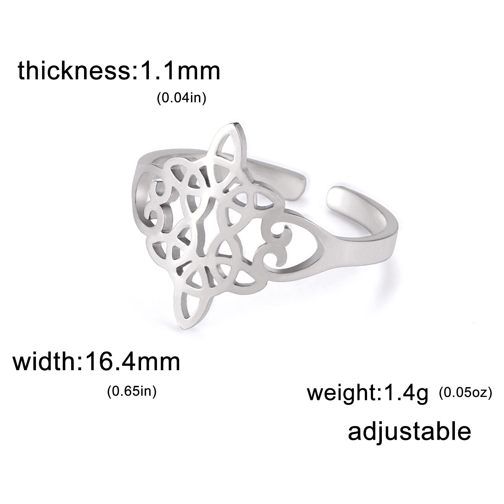 Skyrim-Anillo de nudo de bruja de acero inoxidable para mujer, anillos abiertos ajustables para dedo, amuleto de brujería, joyería de protección, al por mayor: Rosa fuerte