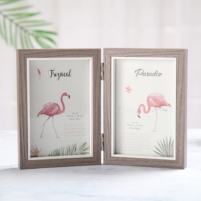 2-sided Wooden Photo Frame Nordic Picture Frames Modern Rectangle Home Office Desktop Decoration Wood Frame Ornaments Holder: 3 / 7 inch