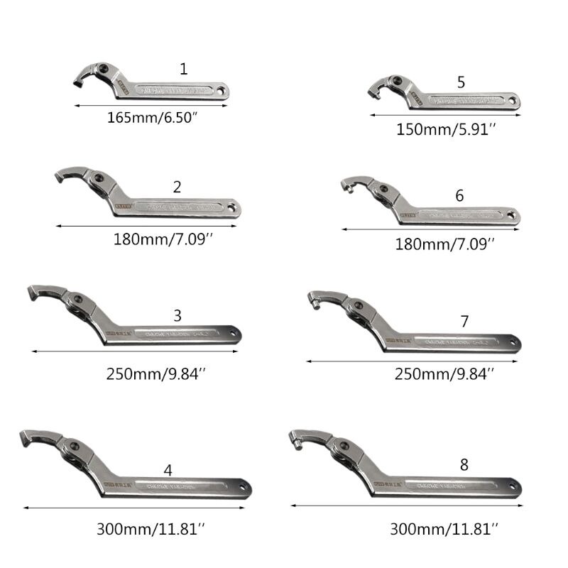 Chroom vanadium verstelbare haaksleutel sleutel ronde vierkante kop handgereedschap moeren