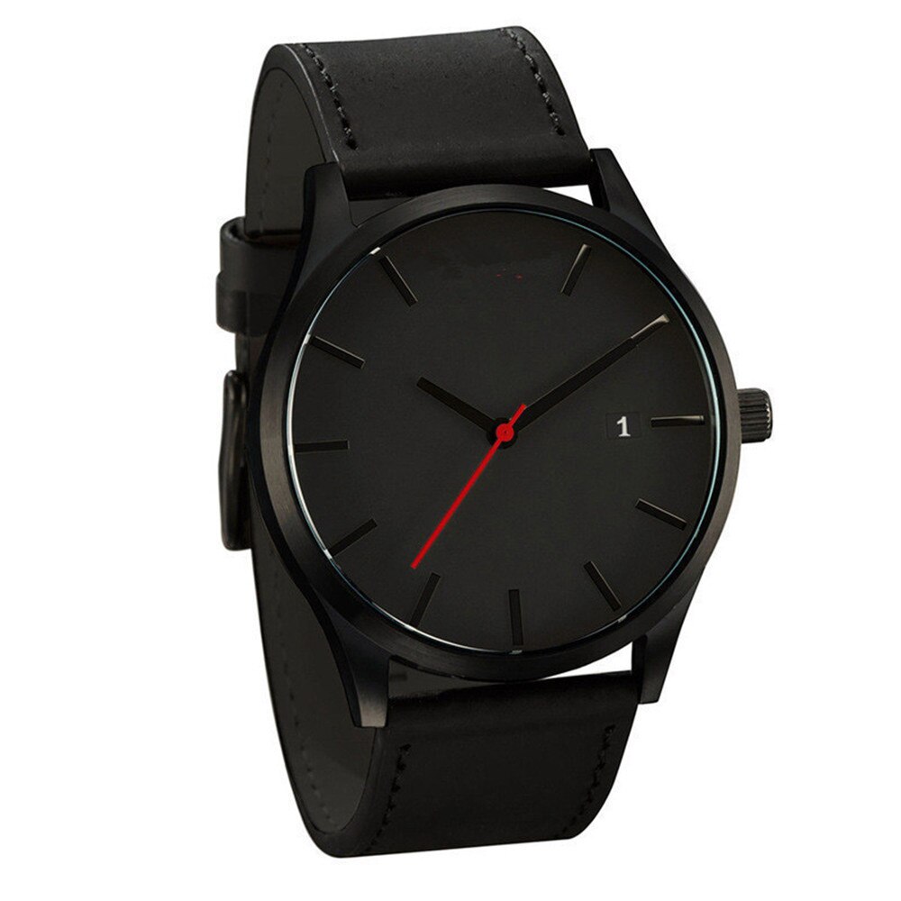 Montre-bracelet en cuir à Quartz pour hommes, discrète et minimaliste, de , adaptée à toutes les occasions, populaire,: C