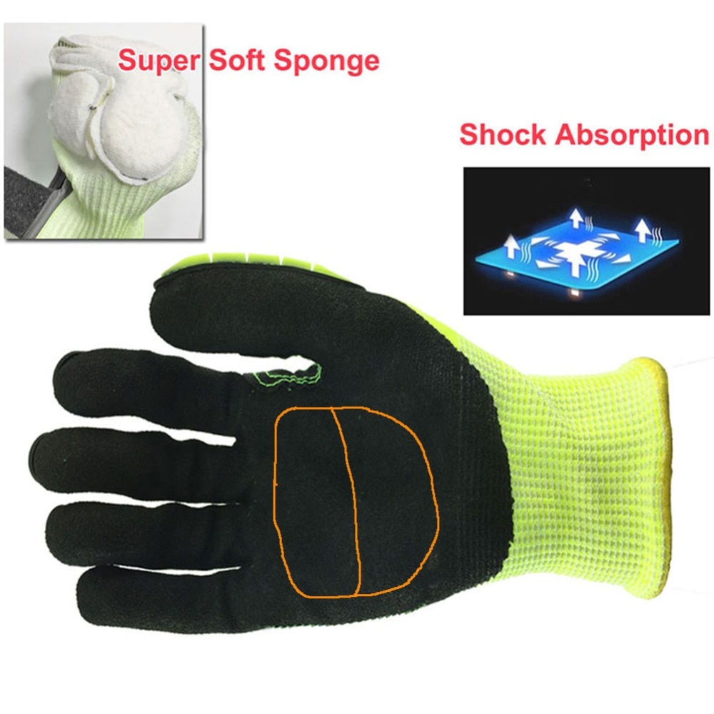 Anti Vibration Work Gloves ANSI A5 With HPPE Cut Resistant Oil-Proof Mechanics Safety Working Glove