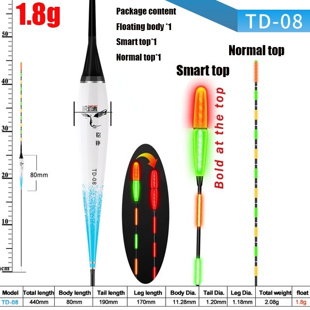 Smart Fishing Float Gravity Sensor Led Electric 2g 5g 7g 10g Great Buoyancy Pose Bobbers Without Battery Glow Stick Summer: S-DT08