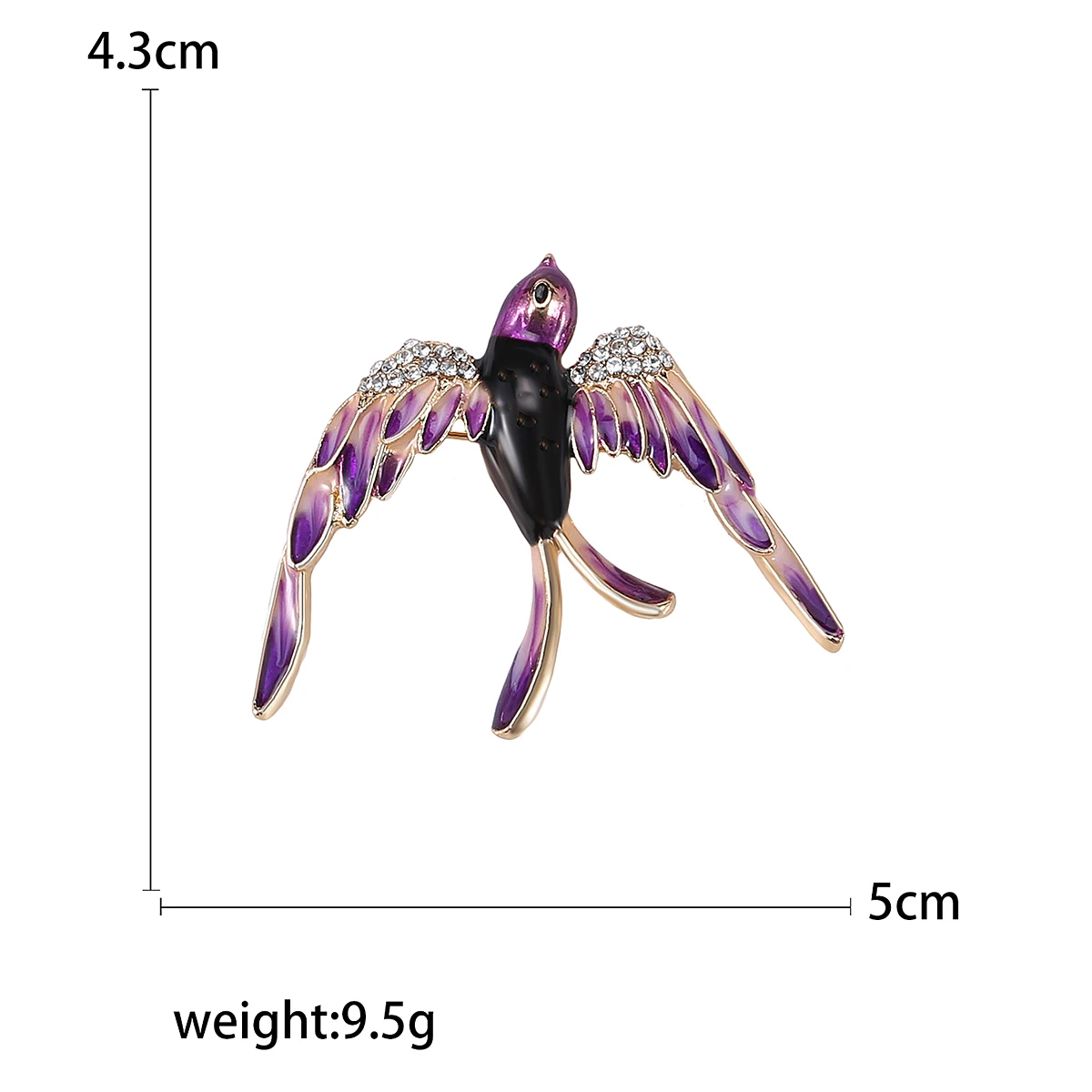 Emaille Vogel Broches voor Vrouwen Strass Zwaluw Pins Sparrow Badge Office Party Vriend Accessoires: Imitation Rhodium Plated