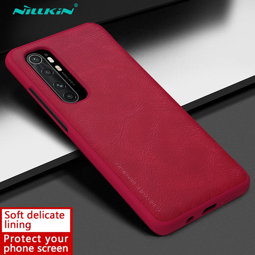For Xiaomi Mi Note 10 Lite Flip Case Nillkin Qin Smart Wake Up Case For Xiaomi Mi Note 10 Lite 4658