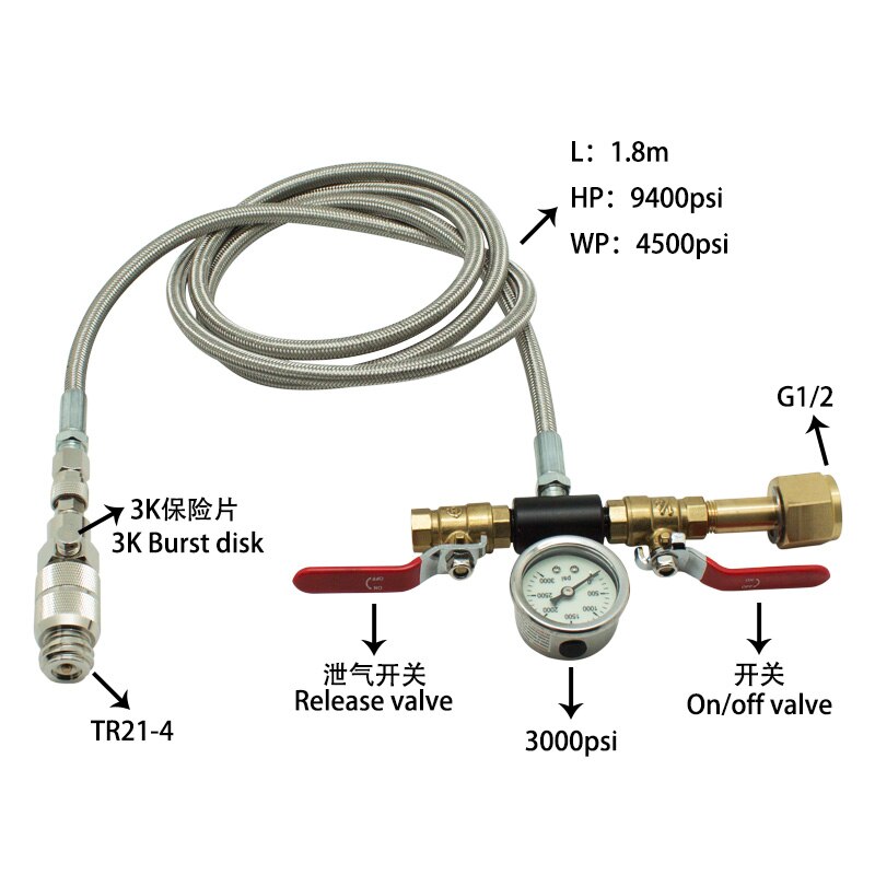 SodaMaker External CO2 CGA320/W21.8 Tank Adapter and Hose Stainless Steel Soda Water Seltzer Water Carbonated Water Hose Adapter: CGA320(G1 2)