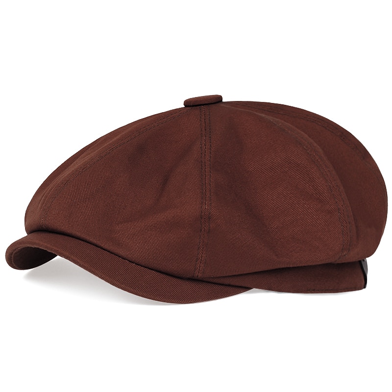 Mode Krantenjongenspet Mannen Twill Katoen Baretten Hoed Vrouwen Baker Retro Achthoekige Hoeden Mannelijke Boina Hip Hop Baret Hoeden gorras: Bruin